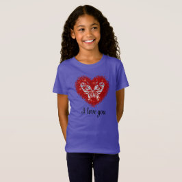 Red heart glitter butterfly T-Shirt