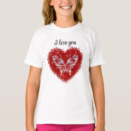 Red heart glitter butterfly T-Shirt