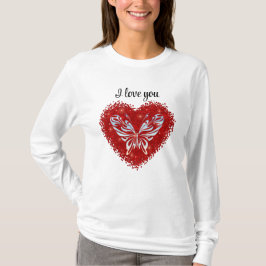 Red heart glitter butterfly T-Shirt