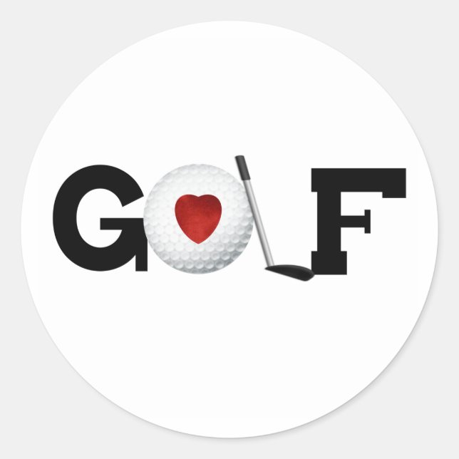 Red Heart Golf Runder Aufkleber (Vorderseite)