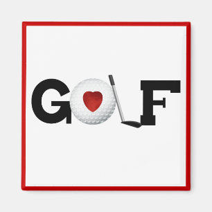 Red Heart Golf T - Shirt und Geschenke Magnet