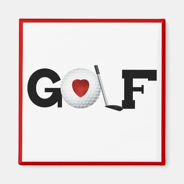Red Heart Golf T - Shirt und Geschenke Magnet (Vorne)