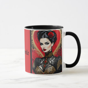 Red Heart Goth Lady Coffee Tasse