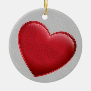 Red Heart Gray Trendy Liebe Wedding Keramik Ornament