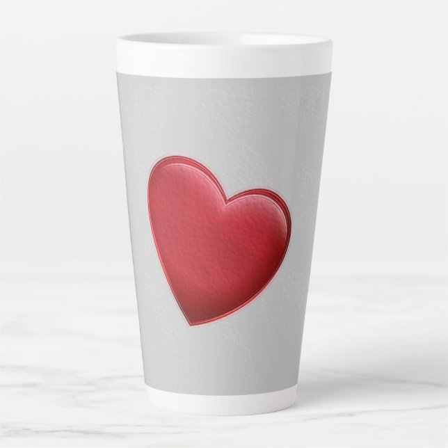 Red Heart Gray Trendy Liebe Wedding Milchtasse (Vorderseite)