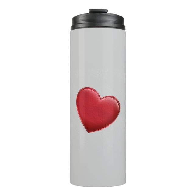 Red Heart Gray Trendy Liebe Wedding Thermosbecher (Vorderseite)