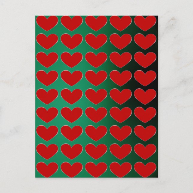 Red Heart Green Pop Art Liebe Postkarte (Vorderseite)