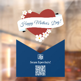 Red Heart Happy Mother's Day Banner-Scan Specials! Fensteraufkleber