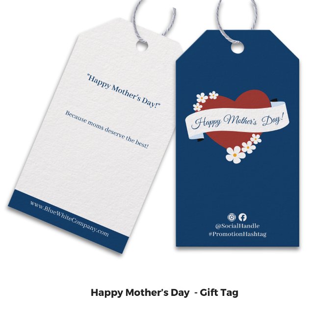 Red Heart Happy Mother's Day Banner Social Connect Geschenkanhänger (Red Heart Happy Mother's Day Banner Social Connect Gift Tags)
