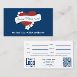Red Heart Happy Mother's Day Geschenkgutschein Treuekarte