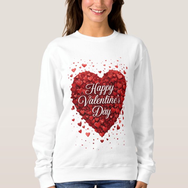 Red Heart Happy Valentine’s Day Romantic Gift Sweatshirt (Vorderseite)