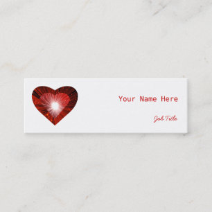 Red Heart 'heart' business card side white skinny Mini Visitenkarte