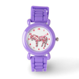 Red Heart Horse Pony Watch Armbanduhr