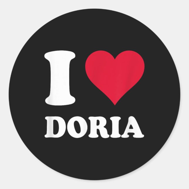 Red Heart I Liebe Doria Runder Aufkleber (Vorderseite)