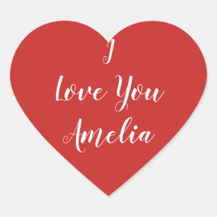 Red Heart I Liebe Sie personalisiert Herz-Aufkleber