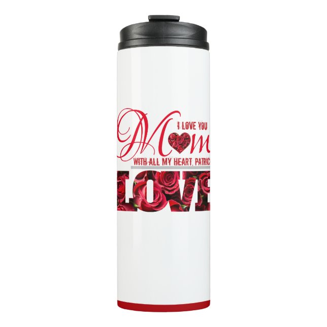 Red Heart I Liebe You Mama Floral Mothers Day Thermosbecher (Vorderseite)