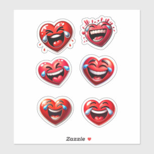 Red Heart Laughing Aufkleber