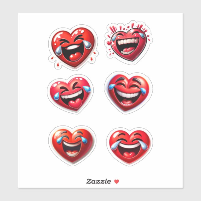 Red Heart Laughing Aufkleber (Blatt)