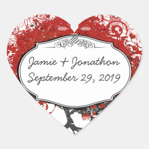 Red Heart Leaf Tree Herz-Aufkleber