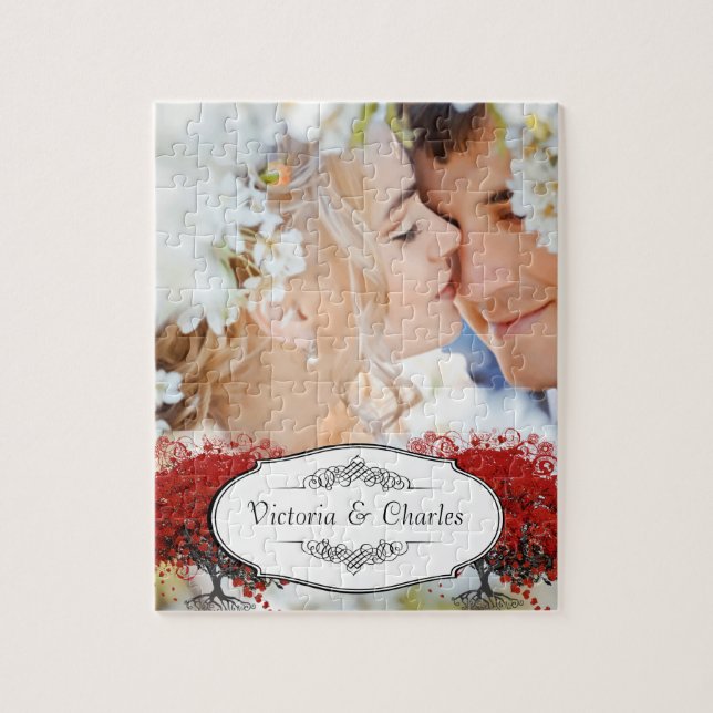 Red Heart Leaf Tree Puzzle (Vertikal)