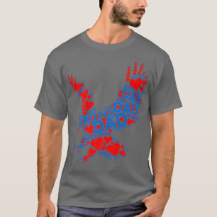 Red Heart Liebe Blue Vater Eagle Bird Daddy Vater T-Shirt