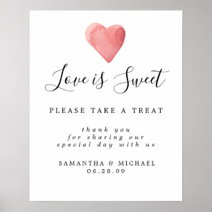Red Heart Liebe ist Sweet Wedding Dessert Bar Sign Poster