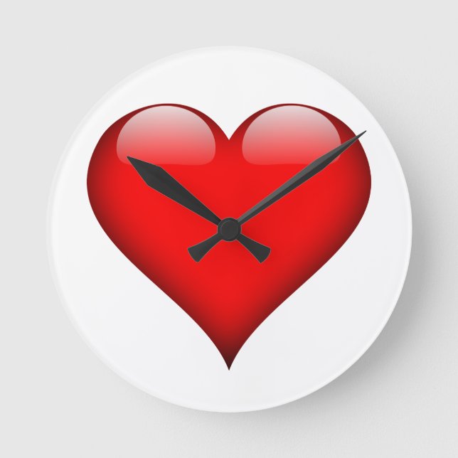 Red Heart Liebe Runde Wanduhr (Vorderseite)