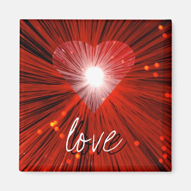 Red Heart 'Liebe' Square Kühlschrankmagnet Magnet (Vorne)