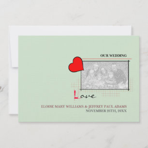 Red Heart Liebe Wedding Foto Einladung