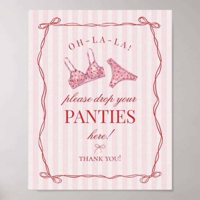 Red Heart Lingerie Bachelorette Panties Please Poster (Vorne)