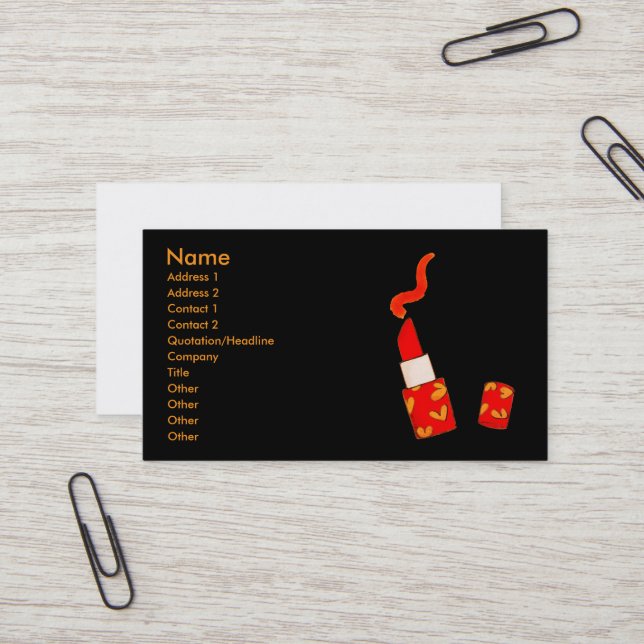 Red Heart Lipstick Pop Art Design Visitenkarte (Vorderseite/Rückseite Beispiel)