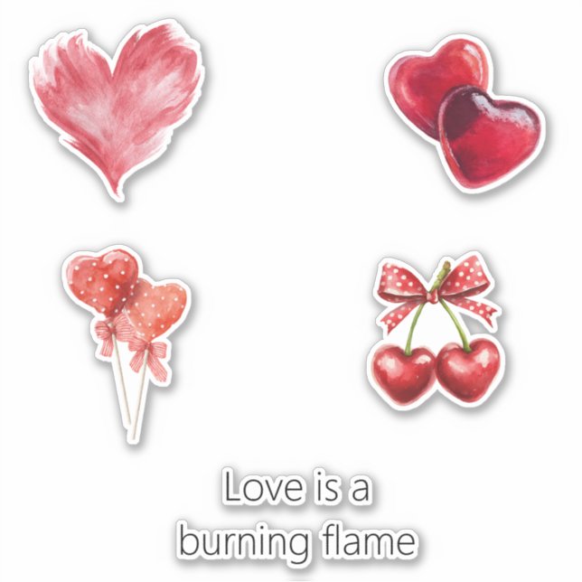Red Heart Love Burning Flame Aufkleber (Vorderseite)