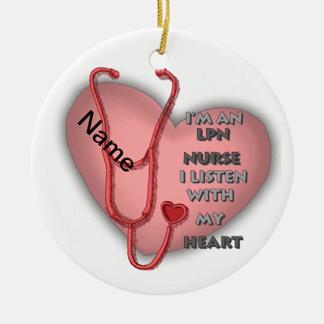 Red Heart LPN Nurse Keramik Ornament (Vorne)