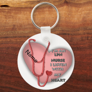 Red Heart LPN Nurse Round Schlüsselanhänger