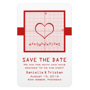 Red Heart Math Graph Speichern Sie das Date Magnet
