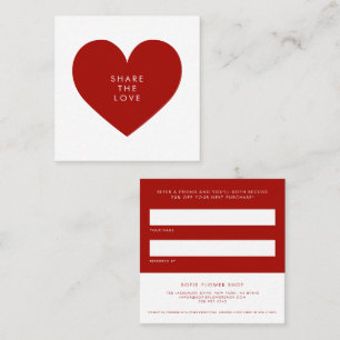 Red Heart Minimalistisch Share Liebe Business Empfehlungskarte
