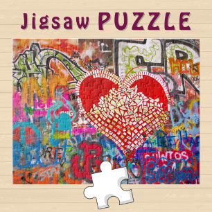 Red Heart Mosaic Graffiti Street Art Foto - Puzzle