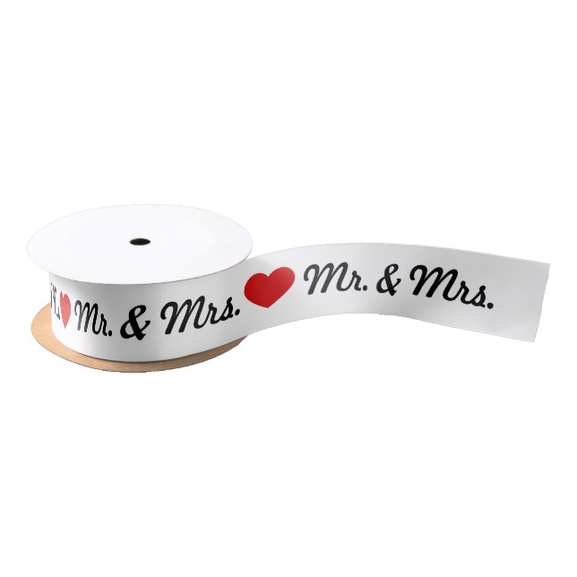 Red Heart Mr. & Mrs. Wedding Satinband (Spule)