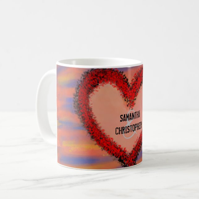 Red Heart Names Sienna Blue Yellow Sky Kaffeetasse (Vorderseite Links)