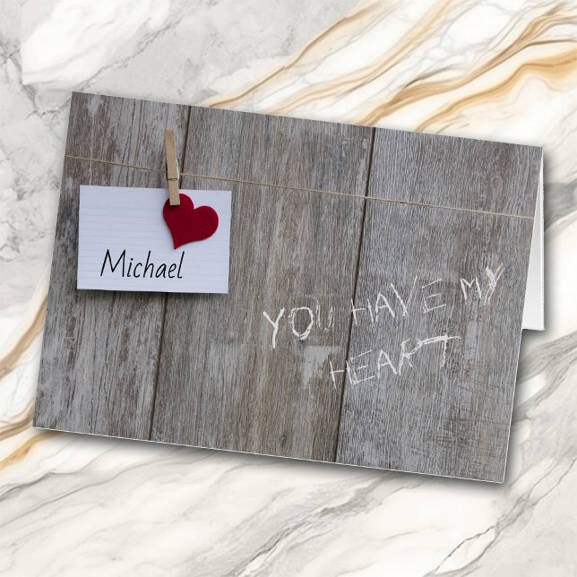 Red Heart Note on Wood Personalisiert Valentine Ca (Von Creator hochgeladen)