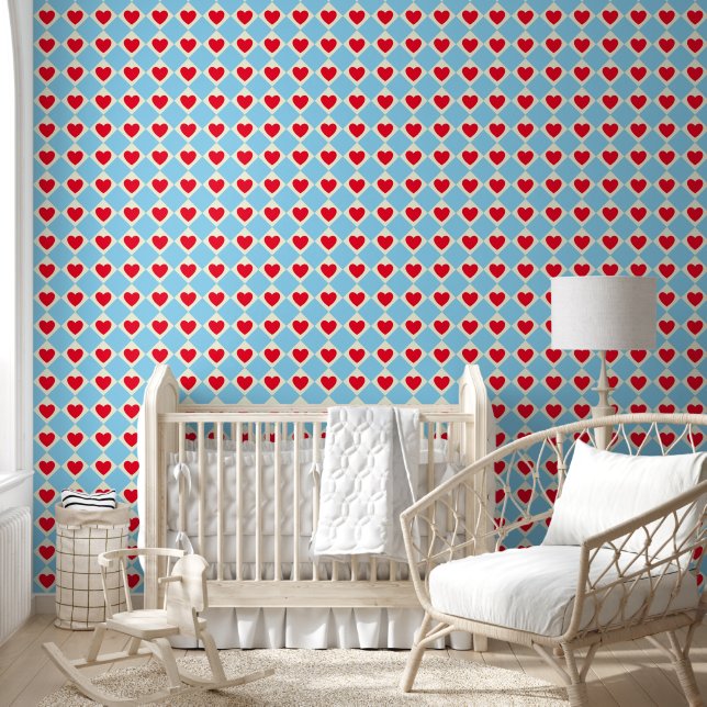 Red Heart Nursery Wallpaper Tapete (Kinder)