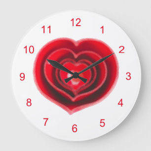 Red Heart Oil Painting Valentine Große Wanduhr