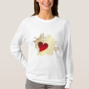 Red Heart on Gold Filigree T-Shirt