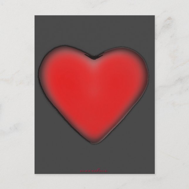 Red Heart on Gray Postkarte (Vorderseite)