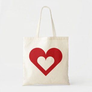 Red Heart on Heart Tote Bag Tragetasche