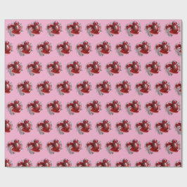 Red heart on pink background Wrapping Paper love Geschenkpapier