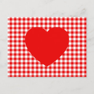 Red Heart on Red Gingham Postkarte