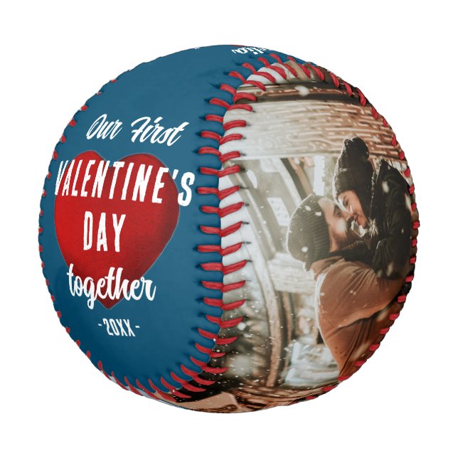 Red Heart Our First Valentine's Together 2 Foto B Baseball (Schrägansicht)