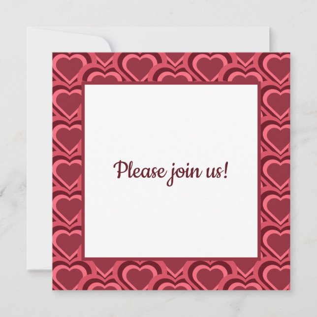 Red Heart Pattern Save The Date (Vorderseite)