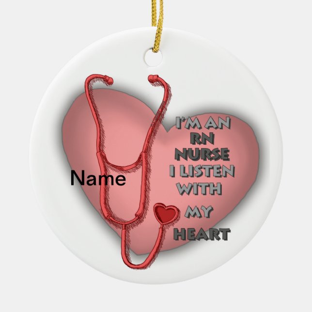Red Heart RN Registered Nurse Keramik Ornament (Vorne)